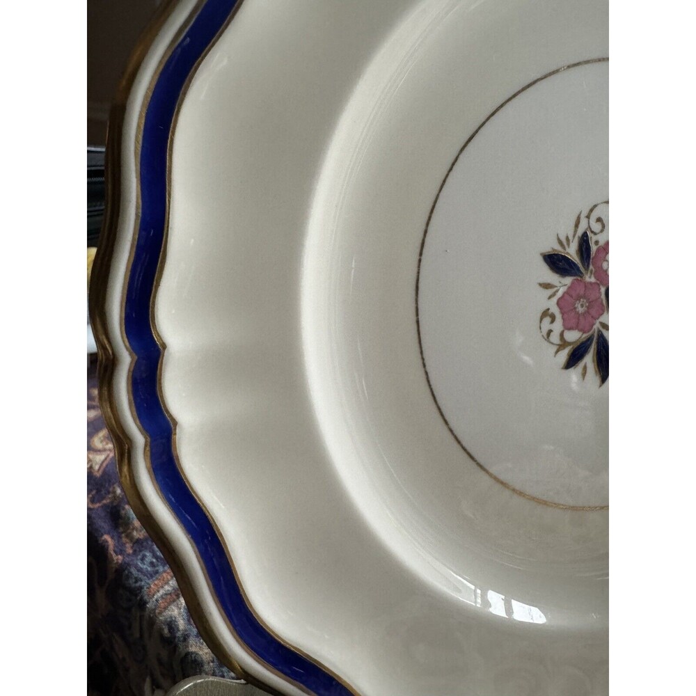 Set of 2 Antique Minton for Tiffany & Co Plates Gold Cobalt Bone China Numbered